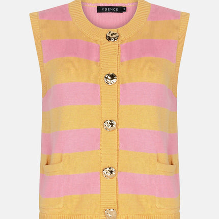 Ydence Knitted gilet Judith Yellow pink