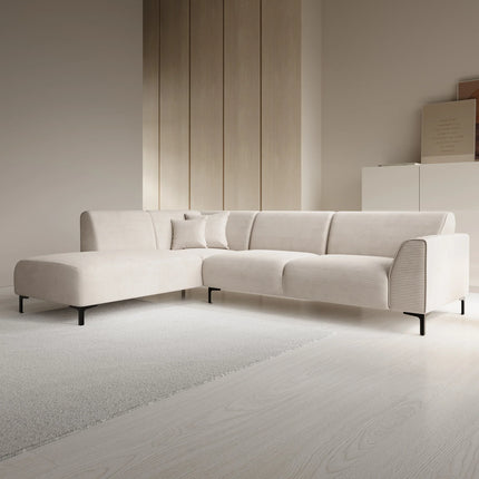 UNICORN Corner sofa 4-seater with chaise longue Ribbed fabric beige brown Width 274 cm Height 84 cm Depth 210 cm