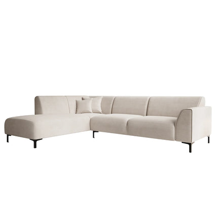 UNICORN Corner sofa 4-seater with chaise longue Ribbed fabric beige brown Width 274 cm Height 84 cm Depth 210 cm