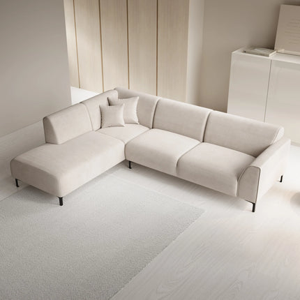 UNICORN Corner sofa 4-seater with chaise longue Ribbed fabric beige brown Width 274 cm Height 84 cm Depth 210 cm