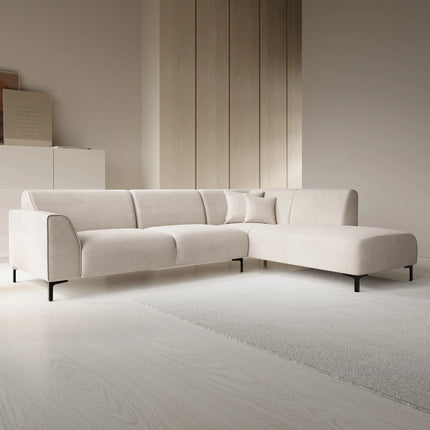 UNICORN Corner sofa 4-seater with chaise longue Ribbed fabric beige brown Width 274 cm Height 84 cm Depth 210 cm