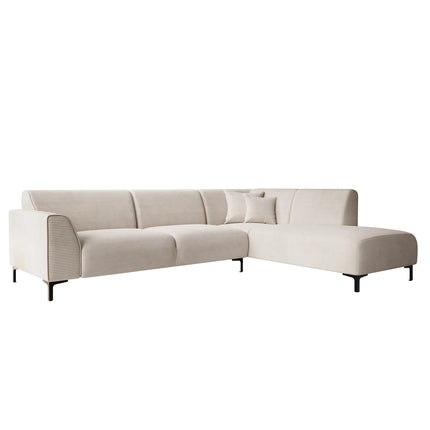 UNICORN Corner sofa 4-seater with chaise longue Ribbed fabric beige brown Width 274 cm Height 84 cm Depth 210 cm