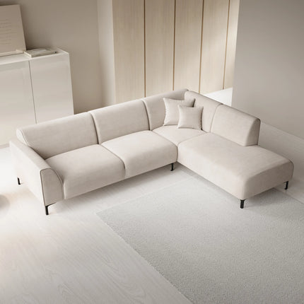 UNICORN Corner sofa 4-seater with chaise longue Ribbed fabric beige brown Width 274 cm Height 84 cm Depth 210 cm