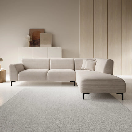 UNICORN Corner sofa 4-seater with chaise longue Ribbed fabric beige brown Width 274 cm Height 84 cm Depth 210 cm