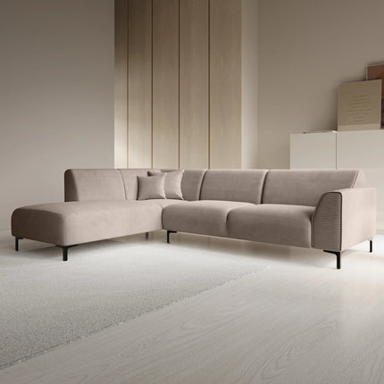 UNICORN Corner sofa 4-seater with chaise longue Ribbed fabric beige brown Width 274 cm Height 84 cm Depth 210 cm