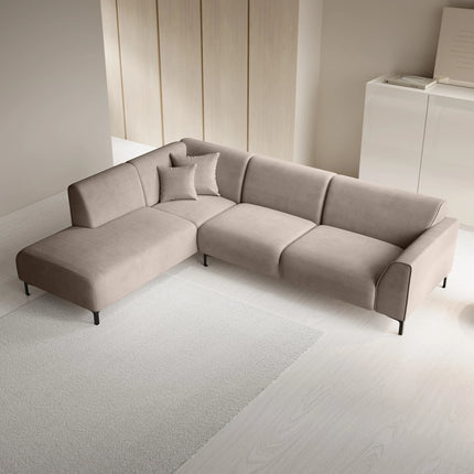 UNICORN Corner sofa 4-seater with chaise longue Ribbed fabric beige brown Width 274 cm Height 84 cm Depth 210 cm