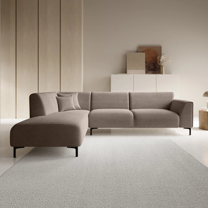 UNICORN Corner sofa 4-seater with chaise longue Ribbed fabric beige brown Width 274 cm Height 84 cm Depth 210 cm
