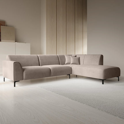 UNICORN Corner sofa 4-seater with chaise longue Ribbed fabric beige brown Width 274 cm Height 84 cm Depth 210 cm