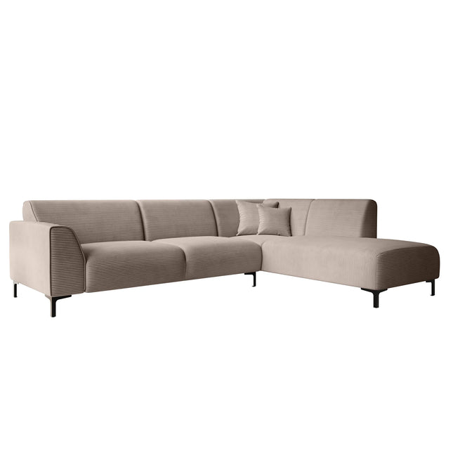 UNICORN Corner sofa 4-seater with chaise longue Ribbed fabric beige brown Width 274 cm Height 84 cm Depth 210 cm