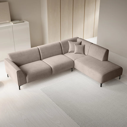 UNICORN Corner sofa 4-seater with chaise longue Ribbed fabric beige brown Width 274 cm Height 84 cm Depth 210 cm