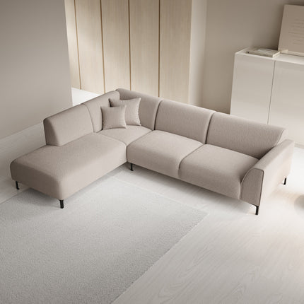 UNICORN Corner sofa 4-seater with chaise longue Teddy fabric beige Width 274 cm Height 84 cm Depth 210 cm Seat height 44 cm Seat depth 56 cm