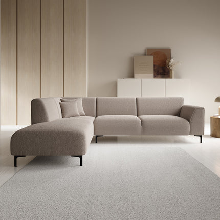 UNICORN Corner sofa 4-seater with chaise longue Teddy fabric beige Width 274 cm Height 84 cm Depth 210 cm Seat height 44 cm Seat depth 56 cm