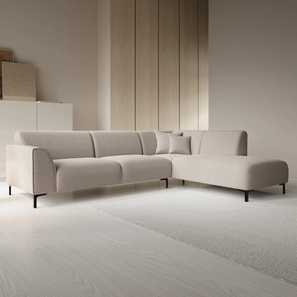 UNICORN Corner sofa 4-seater with chaise longue Teddy fabric beige Width 274 cm Height 84 cm Depth 210 cm Seat height 44 cm Seat depth 56 cm