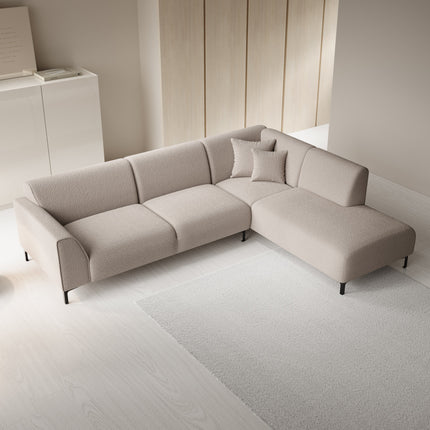 UNICORN Corner sofa 4-seater with chaise longue Teddy fabric beige Width 274 cm Height 84 cm Depth 210 cm Seat height 44 cm Seat depth 56 cm