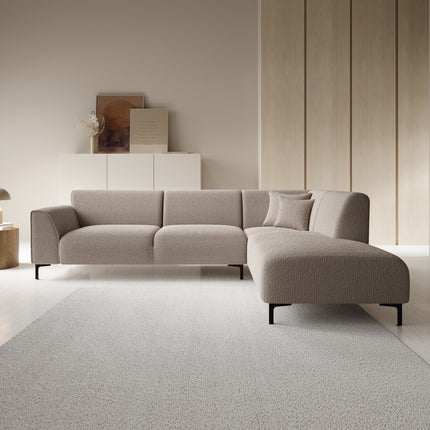 UNICORN Corner sofa 4-seater with chaise longue Teddy fabric beige Width 274 cm Height 84 cm Depth 210 cm Seat height 44 cm Seat depth 56 cm