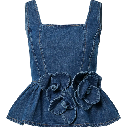 YAS Elsie denim top medium blue