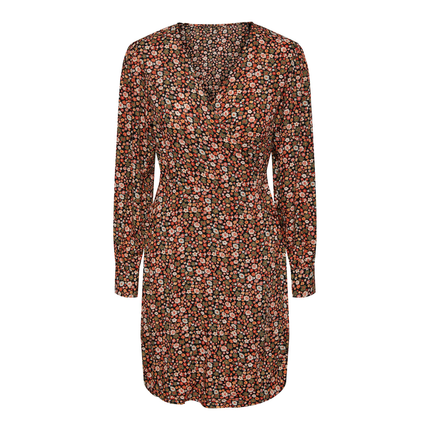 Nya wrap dress black orange