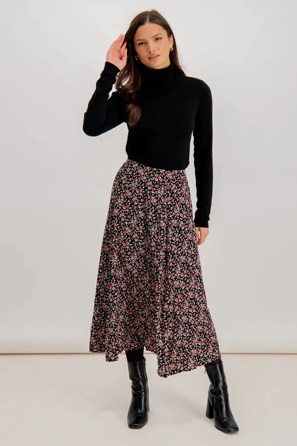 UNICORN Women's long floral skirt pink black xs s m l xl xxl xxxl