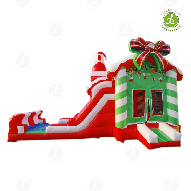 UNICORN PVC inflatable bouncy castle with slide, Christmas pattern, red, 7.2x4.5x4.5 meters