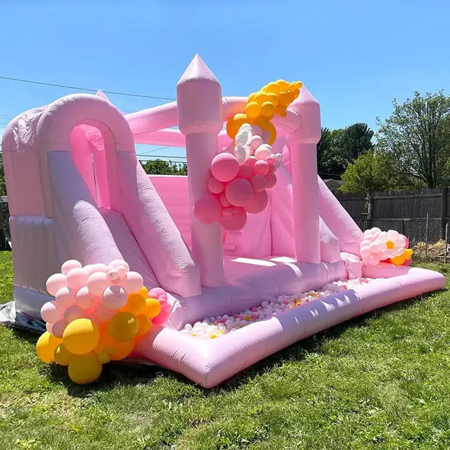 UNICORN PVC inflatable bouncy castle with ball pit pink 4x5 meters