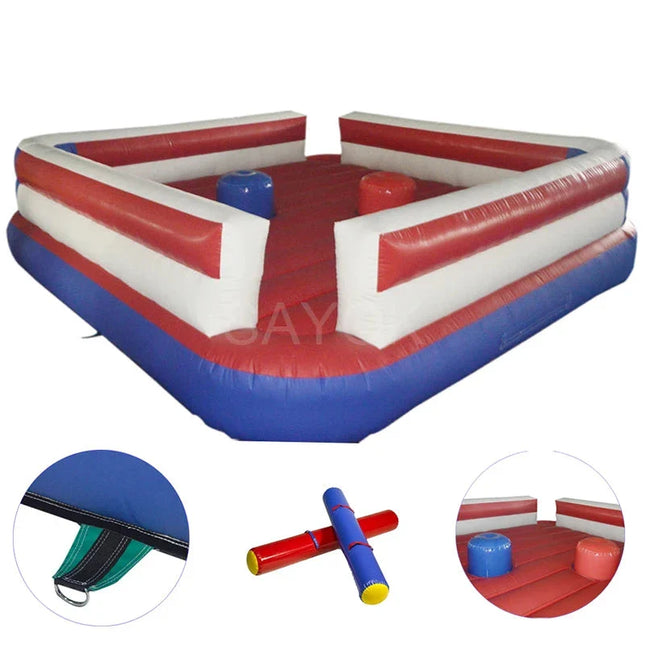 UNICORN PVC inflatable jousting ring boxing ring with PVC inflatable fighting poles red width 5 meters length 5 meters height 1.8 meters