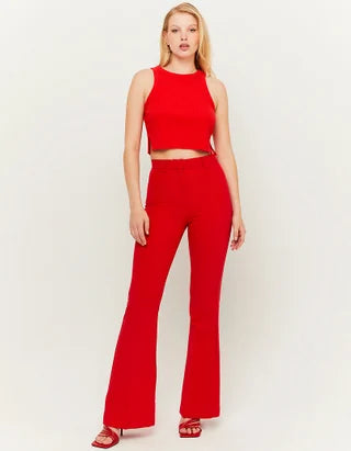 UNICORN Women's wide-leg flare trousers red black xxs xs s m l xl