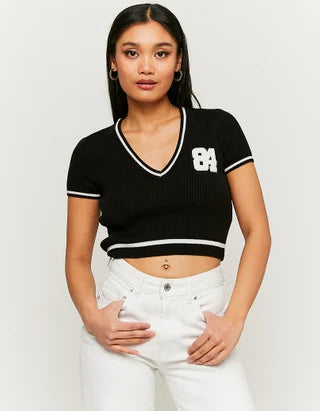UNICORN Women's sweater knitted crop top black white xs s m