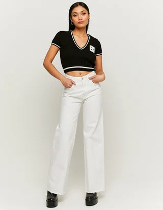 UNICORN Women's sweater knitted crop top black white xs s m