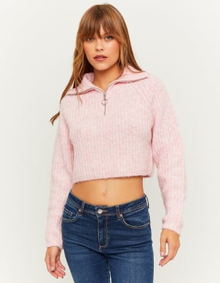 UNICORN Women's sweater crop top pink white xs s m