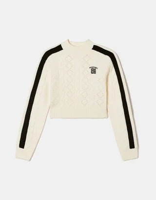 UNICORN Women's knitted sweater crop top beige black xs s m