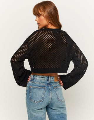 UNICORN Women's knitted sweater crop top white black xs s m