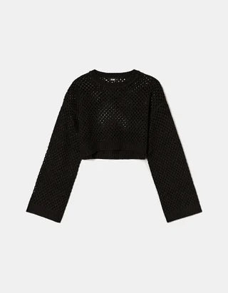 UNICORN Women's knitted sweater crop top white black xs s m