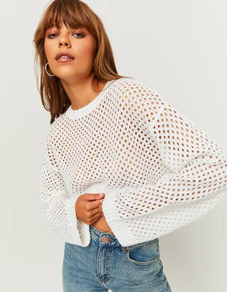 UNICORN Women's knitted sweater crop top white black xs s m