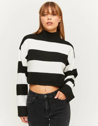 UNICORN Women's sweater knitted white black white striped blue black xs s m l