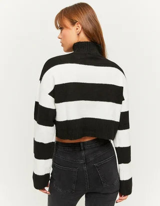 UNICORN Women's sweater knitted white black white striped blue black xs s m l