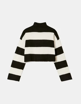 UNICORN Women's sweater knitted white black white striped blue black xs s m l