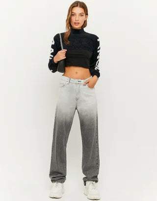 UNICORN Women's sweater crop top knitted black light green xs s m l
