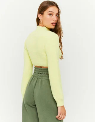 UNICORN Women's sweater crop top knitted black light green xs s m l