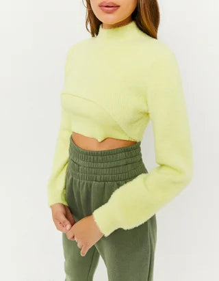 UNICORN Women's sweater crop top knitted black light green xs s m l