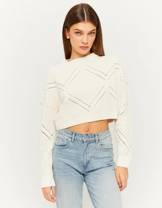 UNICORN Women's knitted sweater crop top dark gray light beige green xs s m