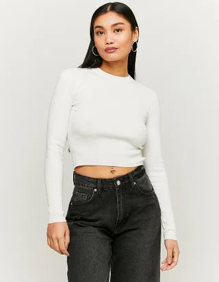 UNICORN Women's sweater crop top white striped pink striped beige white xs s m
