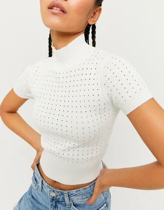 UNICORN Women's shirt crop top turtleneck red white xxs xs s m l