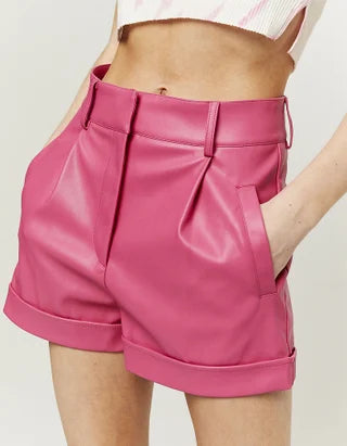 UNICORN Women's faux leather shorts pink white xxs xs s m l xl
