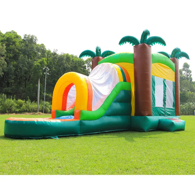 UNICORN PVC inflatable water slide climbing castle jungle design dark green 20x10x10 meters