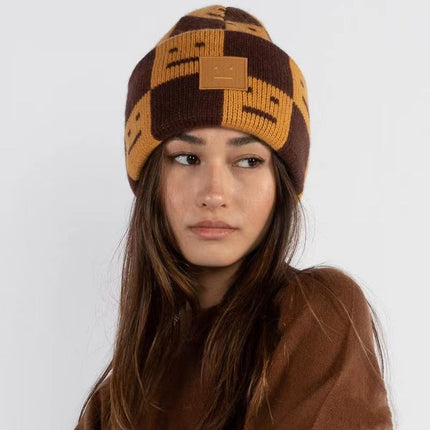 UNICORN Men's winter hat logo print brown black red