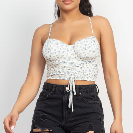 UNICORN Women's cropped top with butterflies white yellow blue s m l