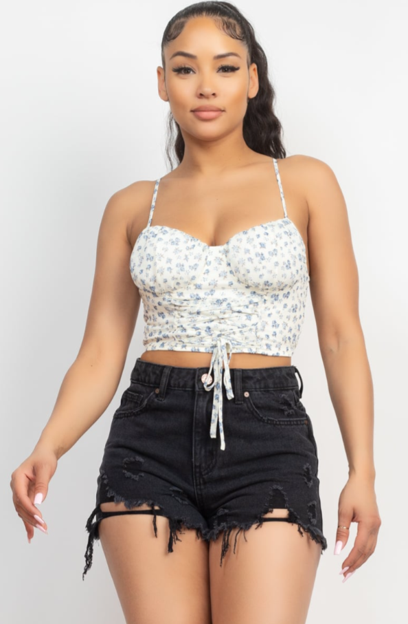 UNICORN Women's cropped top with butterflies white yellow blue s m l