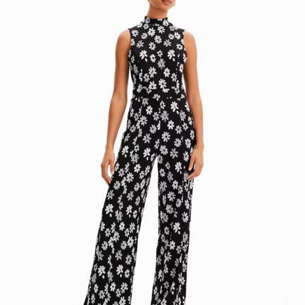 UNICORN Women's jumpsuit black with white flowers xs s m l xl