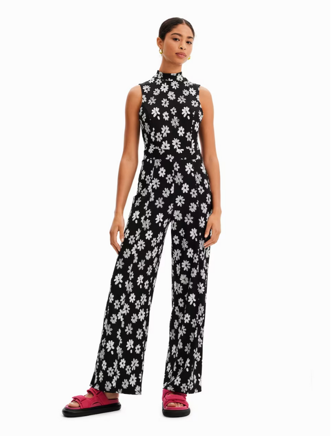 UNICORN Women's jumpsuit black with white flowers xs s m l xl