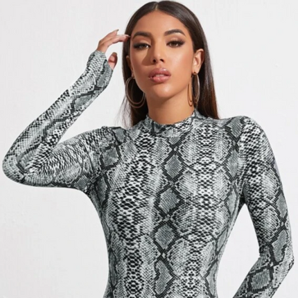 UNICORN Women's bodysuit black brown snakeskin xs s m l xl